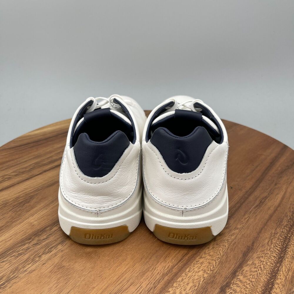 OluKai Laeahi Li'ili Shoes Mens Size 11 White Leather Casual Comfort Sneakers - Picture 5 of 10